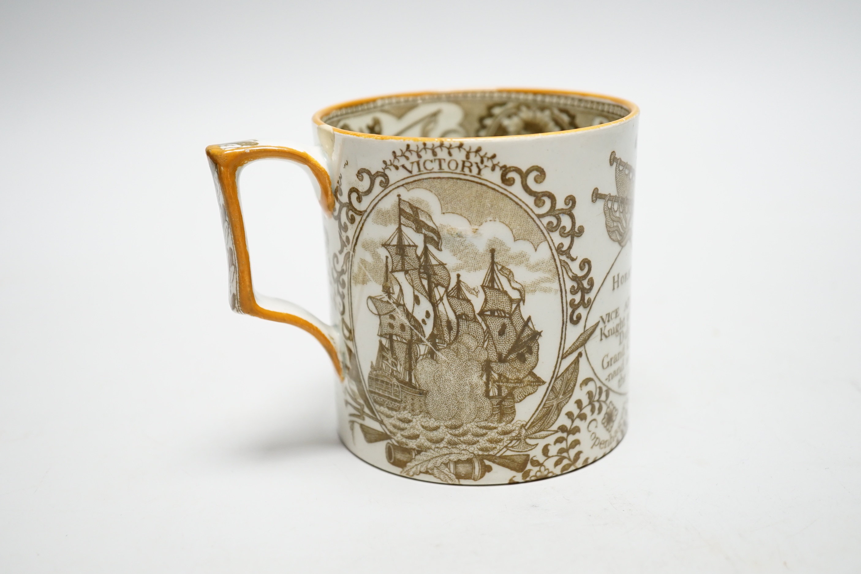 An early 19th century Lord Nelson pearlware commemorative mug, 9cm